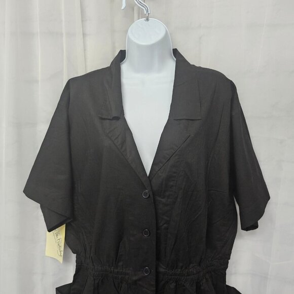 NWT Diane Von Furstenberg Black Straight Leg Romper Cotton M - Picture 2 of 12